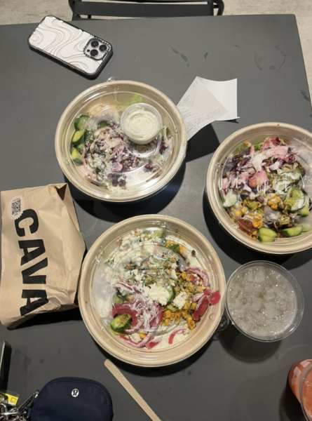 My friends and I’s Cava bowls from a few weeks ago, accompanied with a bag of pita chips and their famous lemonades.